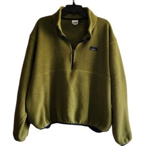 L.L. Bean Olive Green Quarter-Zip Fleece Pullover